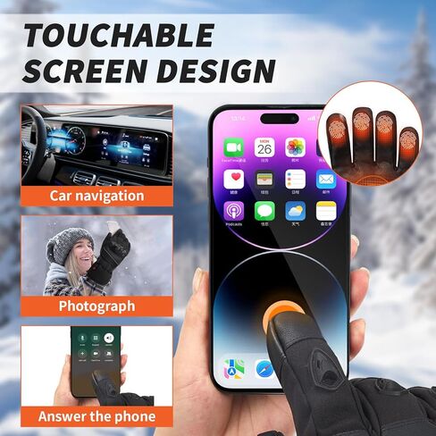 قفازات ساخنة للرجال والنساء - قفازات دراجة نارية كهربائية ساخنة بقدرة 5000 مللي أمبير في الساعة، 3 أوضاع تسخين قابلة للتعديل، بطارية قابلة لإعادة الشحن وحماية من الحرارة الزائدة لركوب الشتاء والتزلج والرياضات الثلجية - كبيرة in Kuwait