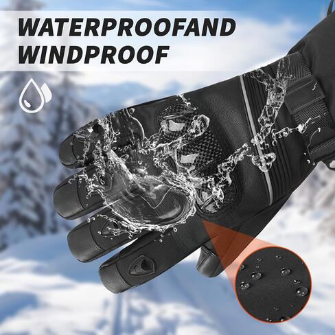 قفازات ساخنة للرجال والنساء - قفازات دراجة نارية كهربائية ساخنة بقدرة 5000 مللي أمبير في الساعة، 3 أوضاع تسخين قابلة للتعديل، بطارية قابلة لإعادة الشحن وحماية من الحرارة الزائدة لركوب الشتاء والتزلج والرياضات الثلجية - كبيرة in Kuwait