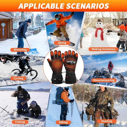 قفازات ساخنة للرجال والنساء - قفازات دراجة نارية كهربائية ساخنة بقدرة 5000 مللي أمبير في الساعة، 3 أوضاع تسخين قابلة للتعديل، بطارية قابلة لإعادة الشحن وحماية من الحرارة الزائدة لركوب الشتاء والتزلج والرياضات الثلجية - كبيرة in Kuwait