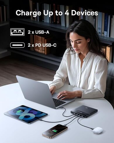 Baseus 100W USB C Charger Block, 3-Port Foldable Compact PPS Wall Charger Bundle with Baseus Laptop Portable Charger 100W 20000mAh, Blade Travel Power Bank Fast Charging 2 USB-C & 2 USB-A Port in Saudi Arabia