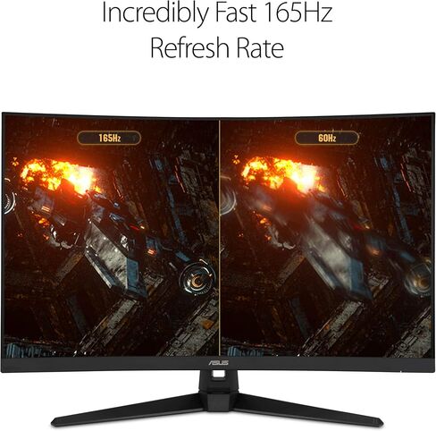 شاشة منحنية ASUS TUF Gaming VG328H1B مقاس 32 بوصة، بدقة 1080 بكسل عالية الدقة بالكامل، و165 هرتز (يدعم 144 هرتز)، وطمس حركة منخفض للغاية، ومزامنة متكيفة، وFreeSync Premium، و1 مللي ثانية، والعناية بالعين، وHDMI D-Sub in Kuwait
