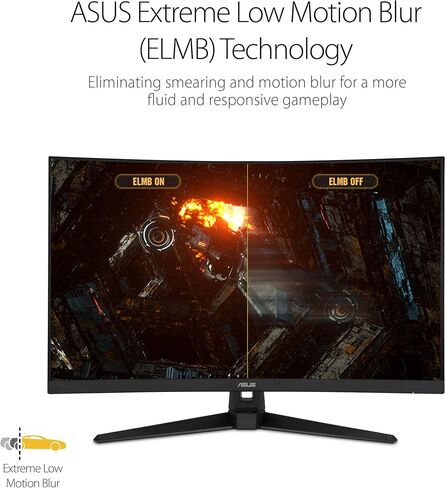 شاشة منحنية ASUS TUF Gaming VG328H1B مقاس 32 بوصة، بدقة 1080 بكسل عالية الدقة بالكامل، و165 هرتز (يدعم 144 هرتز)، وطمس حركة منخفض للغاية، ومزامنة متكيفة، وFreeSync Premium، و1 مللي ثانية، والعناية بالعين، وHDMI D-Sub in Kuwait