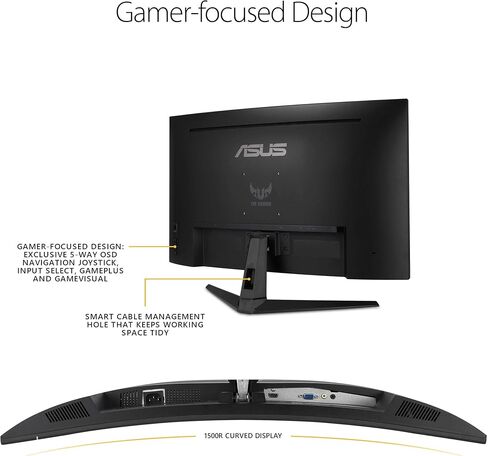شاشة منحنية ASUS TUF Gaming VG328H1B مقاس 32 بوصة، بدقة 1080 بكسل عالية الدقة بالكامل، و165 هرتز (يدعم 144 هرتز)، وطمس حركة منخفض للغاية، ومزامنة متكيفة، وFreeSync Premium، و1 مللي ثانية، والعناية بالعين، وHDMI D-Sub in Kuwait