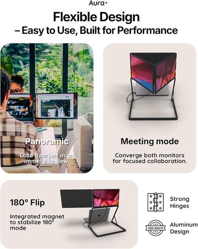 Triple Aero 15.6" Pro Max | Premium Triple Portable Monitor Extender | Full Aluminum | Quad Screens | 3×15.6" FHD 1080P HDR IPS | USB-C & HDMI | Compatible with 11-18" Laptops in Saudi Arabia