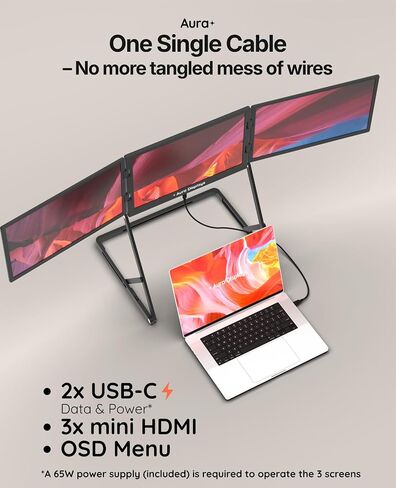 Triple Aero 15.6" Pro Max | Premium Triple Portable Monitor Extender | Full Aluminum | Quad Screens | 3×15.6" FHD 1080P HDR IPS | USB-C & HDMI | Compatible with 11-18" Laptops in Saudi Arabia