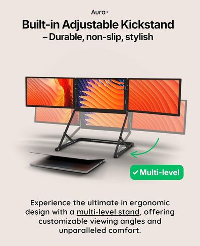 Triple Aero 15.6" Pro Max | Premium Triple Portable Monitor Extender | Full Aluminum | Quad Screens | 3×15.6" FHD 1080P HDR IPS | USB-C & HDMI | Compatible with 11-18" Laptops in Saudi Arabia
