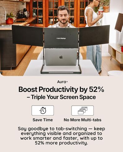 Triple Aero 15.6" Pro Max | Premium Triple Portable Monitor Extender | Full Aluminum | Quad Screens | 3×15.6" FHD 1080P HDR IPS | USB-C & HDMI | Compatible with 11-18" Laptops in Saudi Arabia