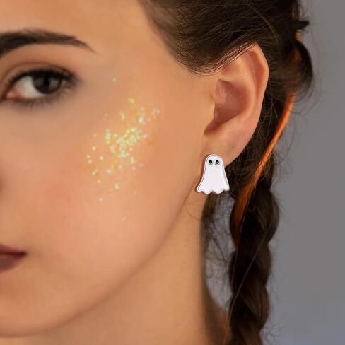 Halloween Ghost Earrings for Women – Spooky Cute 14K Gold Plated Stud Jewelry, Fun Halloween Accessories Gifts in Saudi Arabia