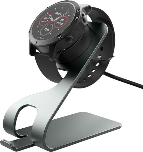 حامل شاحن ساعة MoKo for Garmin متوافق مع Fenix ​​8 7 6 5، Vivoactive 6 5، Venu 4 3 2، Instinct، Forerunner 55 165 970 570، قاعدة شحن من الألومنيوم مع كابل USB بطول 4.9 قدم، رمادي فلكي in Saudi Arabia