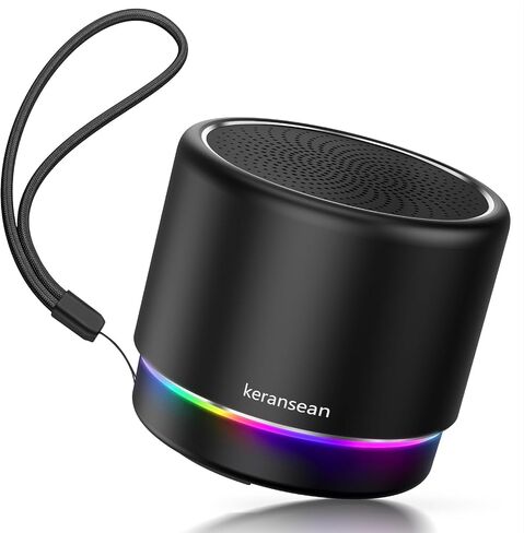 Portable Bluetooth Speaker 5.4, Mini Speaker, 12H Battery Life & Noise Reduction Mic, Metal Cover, TWS Pairing, Wireless Speaker with RGB Lights for Home/Travel/Outdoor by Music Lovers-Black in Saudi Arabia