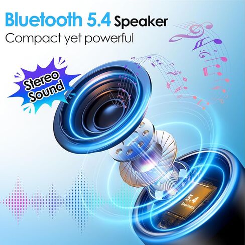 Portable Bluetooth Speaker 5.4, Mini Speaker, 12H Battery Life & Noise Reduction Mic, Metal Cover, TWS Pairing, Wireless Speaker with RGB Lights for Home/Travel/Outdoor by Music Lovers-Black in Saudi Arabia