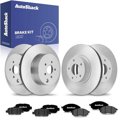 AutoShack Front & Rear Drilled & Slotted Brake Rotors Ceramic Brake Pads | Replacement for INFINITI G37 G35 M35 EX35 Q40 G25 QX50 M45 Nissan 370Z 350Z | E-Coated | 12-PC Brake Kit | ShadowGuard in Saudi Arabia