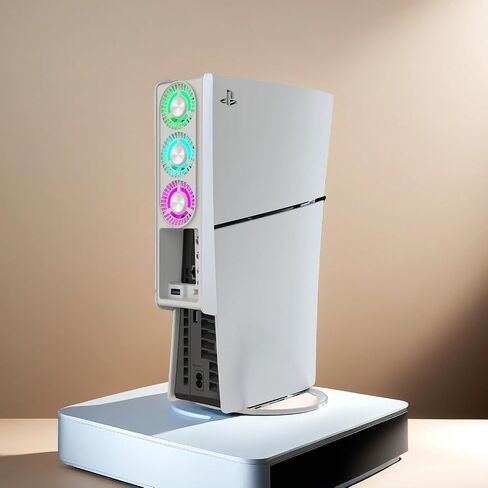 لمروحة تبريد PS5 مع ضوء LED، هادئة لمروحة تبريد PS5 لمروحة تبريد PS5 لمروحة Playstation 5 مع 3 مراوح صغيرة 3.0 منفذ USB 2 مروحة ضبط سرعة المروحة (أسود) in Saudi Arabia