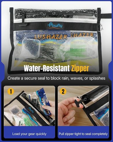 Pawfly Fishing Tackle Bag, Floating Waterproof Pouch, Fish Tackle Storage Bags for Lure & Soft Plastic Bait Storage, Fishing Bag with Water-Resistant Easy-Grip T-Pull Zipper & ID Tag in Saudi Arabia