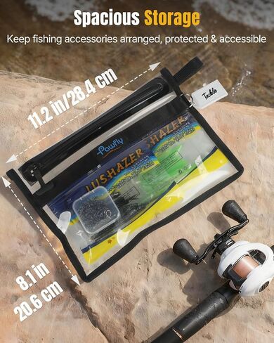 Pawfly Fishing Tackle Bag, Floating Waterproof Pouch, Fish Tackle Storage Bags for Lure & Soft Plastic Bait Storage, Fishing Bag with Water-Resistant Easy-Grip T-Pull Zipper & ID Tag in Saudi Arabia