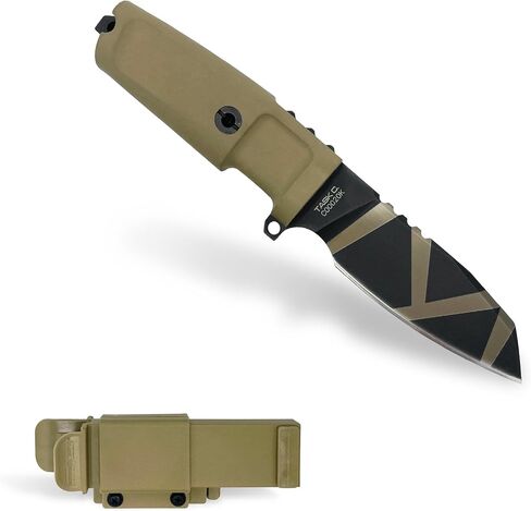 نسبة Extrema - سكين الشفرة الثابتة Task C (أسود)، شفرة Böhler N690 الفولاذية المقوية إلى 58 HRC، لمسة نهائية مصقولة، تصميم كامل التانغ، مقبض مريح من Forprene، مدمج ومتعدد الاستخدامات، مصنوع يدويًا بدقة في إيطاليا، سكين موثوق به للاستخدام الخارجي in Kuwait