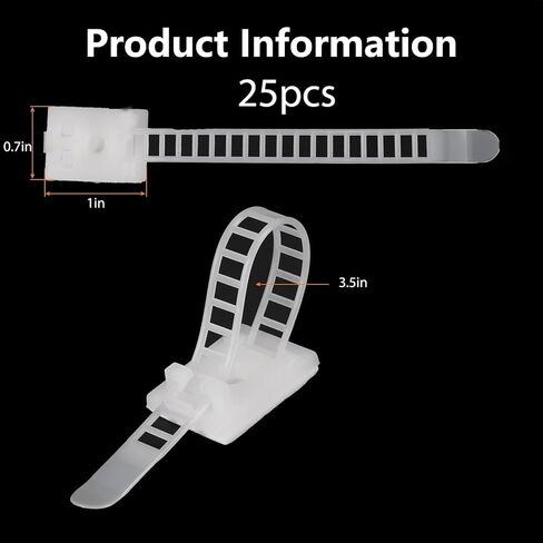 Reusable Adjustable Set of 25 Hook and Loop Cord Straps for Home Office Desk Charging Electronics for Wife Mom(White) in Saudi Arabia