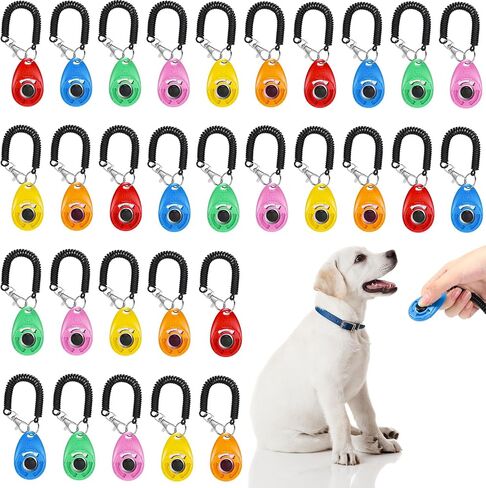 30 Pcs Dog Training Clicker Pet Training Clicker with Wrist Strap Dog Clicker Cat Clicker Pet Clicker Bird Clicker Puppy Training Supplies for Dogs Cats Horses Birds Behavioral Training Accessories in Kuwait