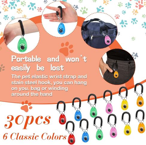 30 Pcs Dog Training Clicker Pet Training Clicker with Wrist Strap Dog Clicker Cat Clicker Pet Clicker Bird Clicker Puppy Training Supplies for Dogs Cats Horses Birds Behavioral Training Accessories in Kuwait