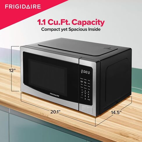 RCA RMW1134 21" 1.1 cu.ft, Microwave Oven Countertop, 20.75 x 16.20 x 11.00 Inches, Stainless Steel in Saudi Arabia