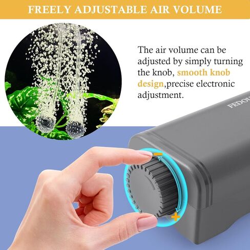 FEDOUR 80GPH Aquarium Air Pump, Ultra Quiet Oxygen Pump, Powerful Whisper Aerator for up to 100Gallon Fish and Turtle Tank, Fish Air Bubbler with Air Tube Air Stone Check Valve in Kuwait