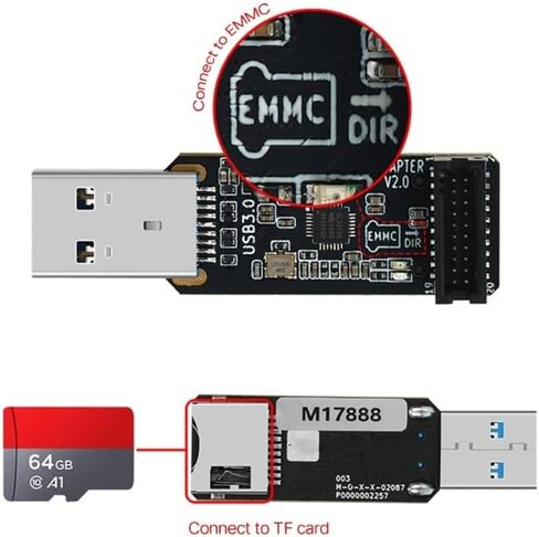 محول MKS EMMC USB3.0 عالي السرعة MKS EMMC-Adapter V2 لوحدة EMMC وبطاقة ذاكرة TF in Kuwait
