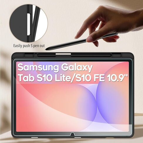 حافظة CACOE لهاتف سامسونج جالاكسي تاب S10 Lite / S10 FE / S9 FE مقاس 10.9 بوصات/ S9 مقاس 11 بوصة مع واقي شاشة، حافظة رفيعة واقية قابلة للطي، تشغيل/إيقاف الشاشة تلقائيًا، أسود in Kuwait