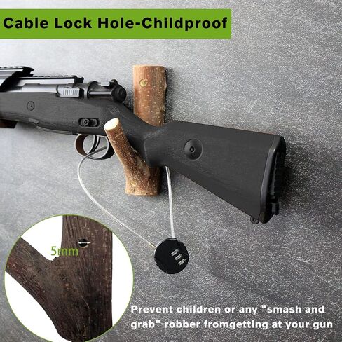 FIREHOOK Wooden Gun Rack with Lock Hole, Gun Wall Mount for Rifles, Shotguns, Gun Racks for Wall with Wider Space, Natural Hardwood Gun Hooks for Bows Rifle,Gun Rack Wall Mount for Storage Display in Saudi Arabia