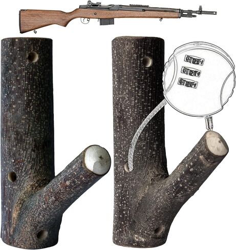 FIREHOOK Wooden Gun Rack with Lock Hole, Gun Wall Mount for Rifles, Shotguns, Gun Racks for Wall with Wider Space, Natural Hardwood Gun Hooks for Bows Rifle,Gun Rack Wall Mount for Storage Display in Saudi Arabia