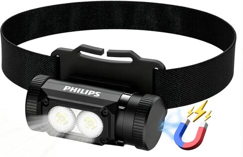 Philips SFL3255 LED Headlamp Rechargeable,1500 Lumens Super Bright Aluminium Magnetic Attraction Head Light Flashlight,Adults-Camping Accessories Gear,5 Modes for Outdoor Setting,USB Cable Included in Saudi Arabia