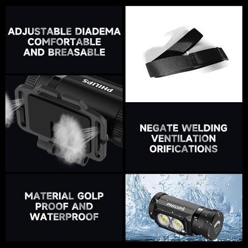Philips SFL3255 LED Headlamp Rechargeable,1500 Lumens Super Bright Aluminium Magnetic Attraction Head Light Flashlight,Adults-Camping Accessories Gear,5 Modes for Outdoor Setting,USB Cable Included in Saudi Arabia