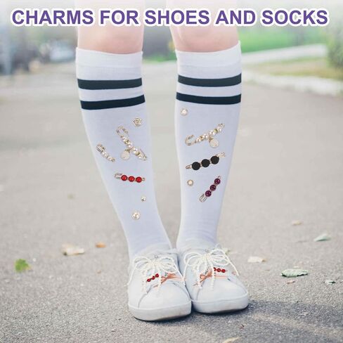 MECCANIXITY Shoe Charm for Sneakers, Faux Pearl Bow Tulle Mesh Bow Shoelace Rhinestone Brooches Accessories in Saudi Arabia