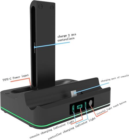 Specifical Charger Dock Station with Charging Interfaces for Switch2 Console and 2 Controllers Charging Station with Colorful Indicator Light (White) in Saudi Arabia
