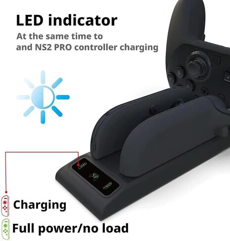 3 In1 Charging Base Handle for Switch 2 for Joy-con/for Switch2 PRO Console for NS2 Left and Right Controller Dock Station with Indicator Light in Saudi Arabia