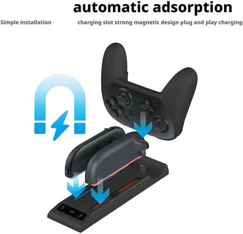 3 In1 Charging Base Handle for Switch 2 for Joy-con/for Switch2 PRO Console for NS2 Left and Right Controller Dock Station with Indicator Light in Saudi Arabia
