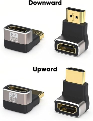 2-Pack HDMI 2.1 وصلة توصيل محول لـ 8K60 هرتز HDTV عالي الوضوح، موسع مستقيم لأعلى ولأسفل، متوافق مع الكمبيوتر المحمول، الكمبيوتر الشخصي، الشاشة، أنثى إلى أنثى in Kuwait