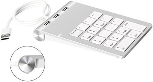 لوحة مفاتيح رقمية ميكانيكية USB سلكية مفتاح Numpad مع منفذ USB Hub سبائك الزنك الفضي لأجهزة الكمبيوتر المحمول المكتبية المتوافقة مع Windows in Kuwait