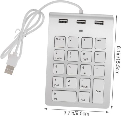 لوحة مفاتيح رقمية ميكانيكية USB سلكية مفتاح Numpad مع منفذ USB Hub سبائك الزنك الفضي لأجهزة الكمبيوتر المحمول المكتبية المتوافقة مع Windows in Kuwait