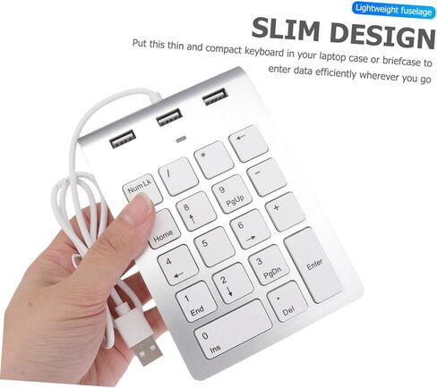 لوحة مفاتيح رقمية ميكانيكية USB سلكية مفتاح Numpad مع منفذ USB Hub سبائك الزنك الفضي لأجهزة الكمبيوتر المحمول المكتبية المتوافقة مع Windows in Kuwait