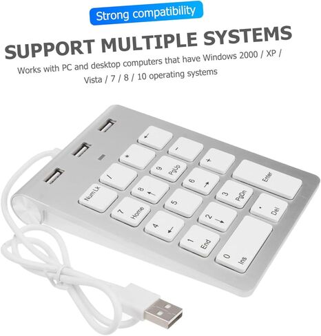 لوحة مفاتيح رقمية ميكانيكية مع محور منافذ USB لوحة مفاتيح USB فضية متوافقة مع أجهزة الكمبيوتر التي تعمل بنظام Windows وأجهزة الكمبيوتر المكتبية لوحة رقمية خفيفة الوزن مصنوعة من سبائك الزنك لإدخال البيانات والاستخدام المالي in Kuwait
