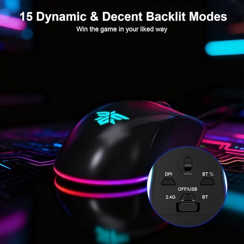NPET Gaming Keyboard and Mouse Wireless with Tri-Mode, 98 Keys RGB Keyboard with Knob and 2400 DPI Gaming Mouse, 12 Multimedia Keys for Wins, PC, Computer, Ideal for Gamer in Saudi Arabia
