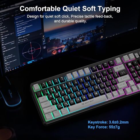 NPET Gaming Keyboard and Mouse Wireless with Tri-Mode, 98 Keys RGB Keyboard with Knob and 2400 DPI Gaming Mouse, 12 Multimedia Keys for Wins, PC, Computer, Ideal for Gamer in Saudi Arabia