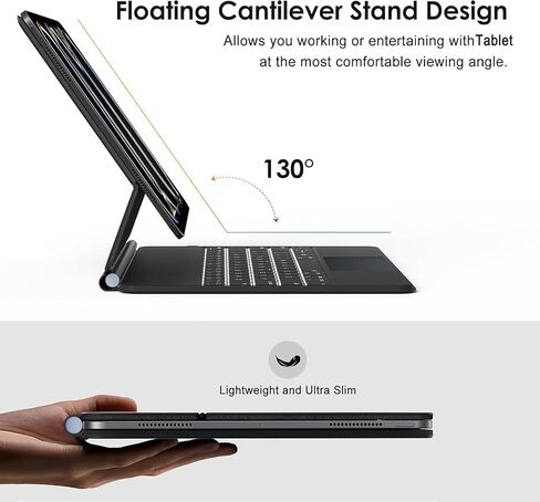 for Samsung Galaxy Tab S11 Keyboard Case 11'' Magic-Style Cantilever Magnetic Levitating Stand, 3-Level 7-Color Backlit, PC-Like Experience with AI Key, Book Cover Keyboard with Trackpad in Saudi Arabia