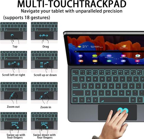 for Samsung Galaxy Tab S11 Keyboard Case 11'' Magic-Style Cantilever Magnetic Levitating Stand, 3-Level 7-Color Backlit, PC-Like Experience with AI Key, Book Cover Keyboard with Trackpad in Saudi Arabia