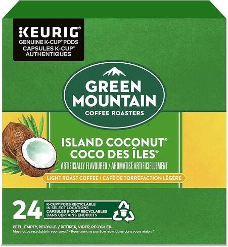 جرين ماونتن كوفي روسترز آيلاند جوز الهند، كبسولات Keurig K-Cup أحادية الخدمة، قهوة منكهة، 24 قطعة (قد تختلف التعبئة) in Saudi Arabia