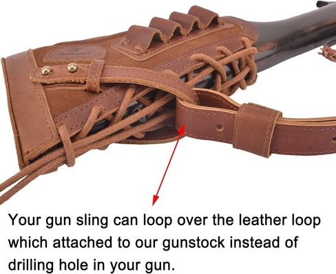 No Drill Leather Rifle Sling with Gun Buttstock for Lever Action .30-30 .30-06 .308 .357 .45-70 .22LR in Kuwait