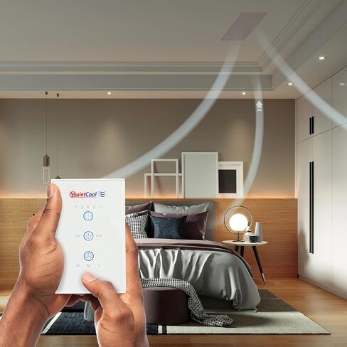 مروحة Quietcool QC CL-3100 RF Classic المتقدمة للمنزل بالكامل مع تحكم لاسلكي - ما يصل إلى 3126 CFM - سرعتان - تغطي ما يصل إلى 1608 قدم مربع - ضمان 10 سنوات - شبكة قابلة للإزالة in Kuwait