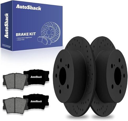 AutoShack Rear Brake Rotors Ceramic Brake Pads | Replacement for 2012-2017 Toyota Camry 2013-2018 Avalon 2013-2018 Lexus ES350 ES300h 2.5L 3.5L V6 FWD | 6-PC Brake Kit in Saudi Arabia