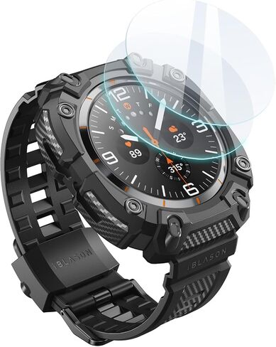 i-Blason for Samsung Galaxy Watch 8 Case with Band 44mm [2X Tempered Glass Screen Protector] [Military-Grade Protection] Durable Sport Shockproof Rugged Bumper Case with Band for Galaxy Watch 8 [44mm], Black in Saudi Arabia