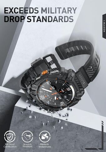 i-Blason for Samsung Galaxy Watch 8 Case with Band 44mm [2X Tempered Glass Screen Protector] [Military-Grade Protection] Durable Sport Shockproof Rugged Bumper Case with Band for Galaxy Watch 8 [44mm], Black in Saudi Arabia